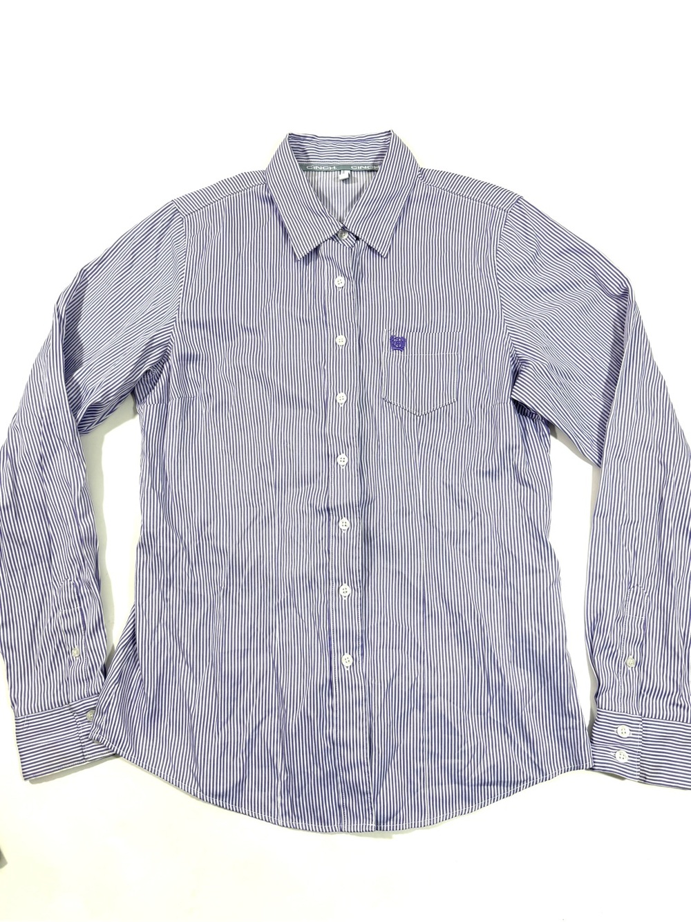 Cinch Arena Fit Tencel Button Down Shirt Purple Stripe